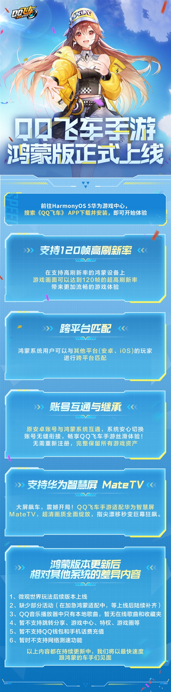 《QQ飞车手游》鸿蒙版官宣明天上线：与安卓数据互通 保留所有资产