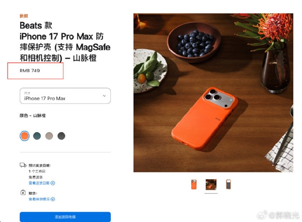 苹果推出iPhone 17系列斜挎挂绳 售价479元:还有749元的保护壳