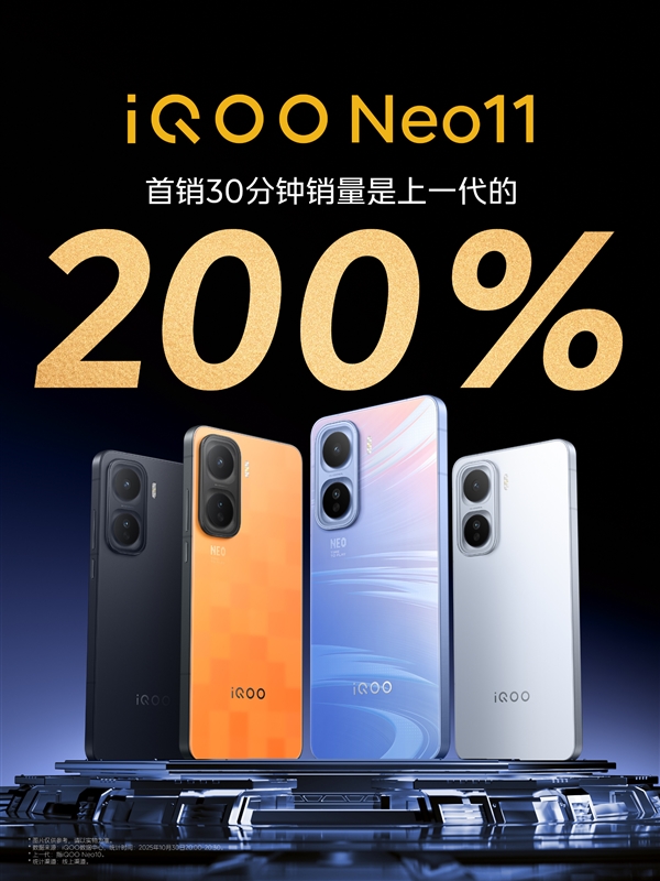 2599元起同档唯一2K屏骁龙8E旗舰！iQOO Neo11首销半小时销量翻倍