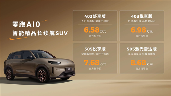 零跑夯爆了!6.58万开卖A10 把激光雷达打到8万级