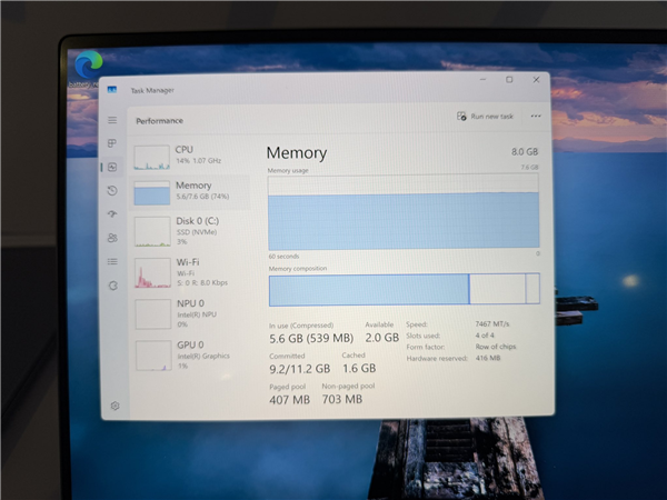 Win11 8GB内存直接吃掉七成:被苹果系统碾压