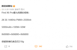 料狂魔！OPPO Find X6 Pro关键参数泄露：IMX989三主摄+2K E6屏