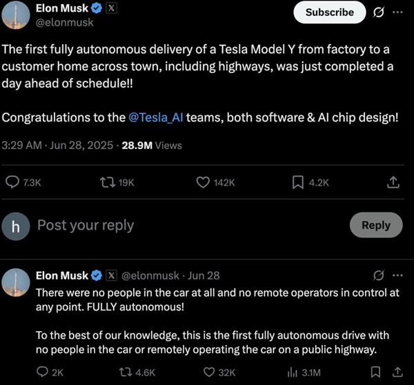 特斯拉“外卖式”交车:APP下单 全无人驾驶到家门